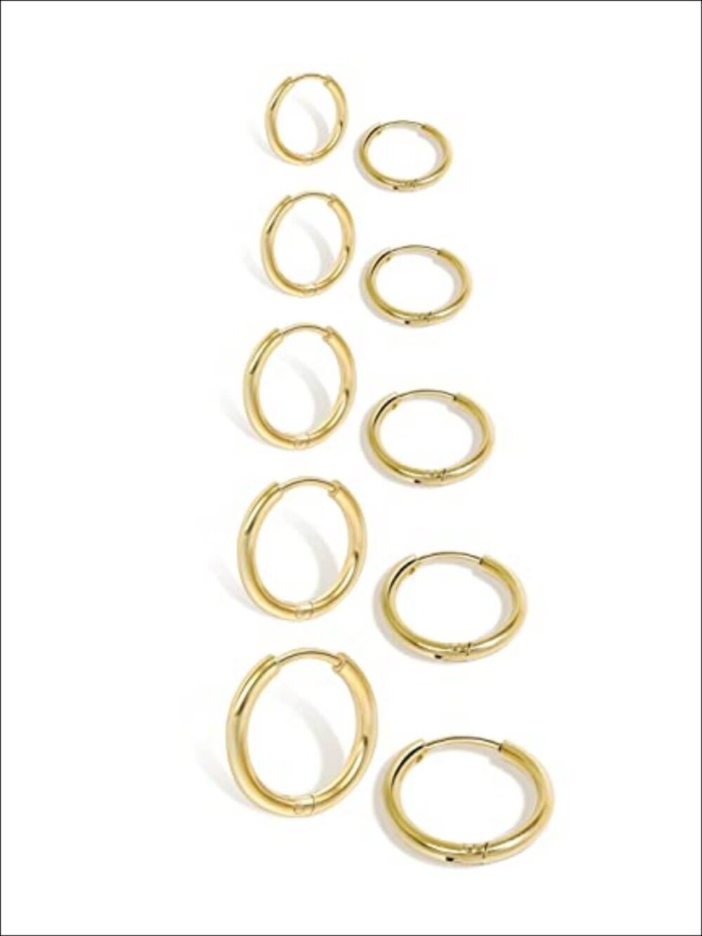 Small 14K Gold Plated Hoop Earrings Hinged Huggie Cartilage